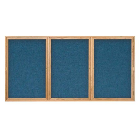 UNITED VISUAL PRODUCTS Double Door Enclosed EZ Tack Board, 48"x36", Light Oak/Grey UV103EZ-GREY-LTOAK